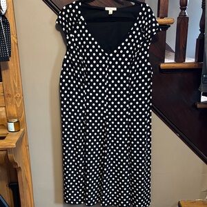 Dress Barn Black and White Polka Dot Midi Dress